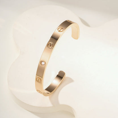 [OAKJURI Jewelry] LOVE BRACELET 6.1MM 1 DIAMOND OPEN CUFF