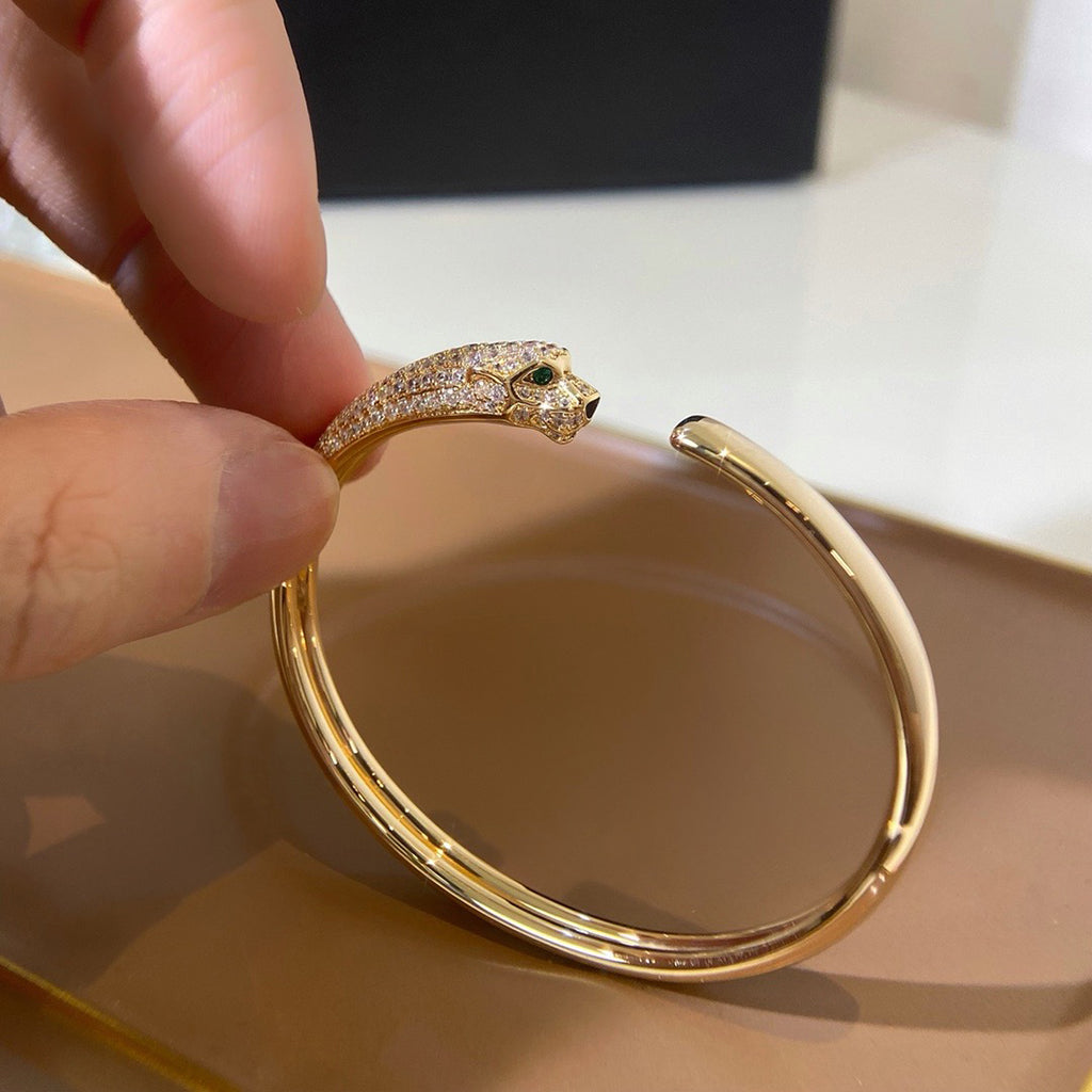 [OAKJURI Jewelry] PANTHERE HALF DIAMOND OPEN BRACELET