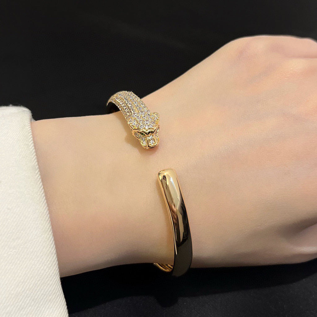 [OAKJURI Jewelry] PANTHERE HALF DIAMOND OPEN BRACELET