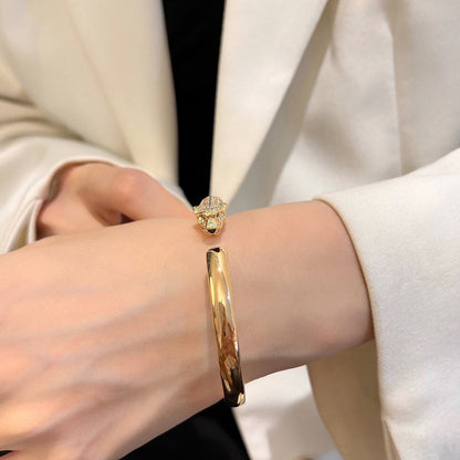 [OAKJURI Jewelry] PANTHERE HALF DIAMOND OPEN BRACELET