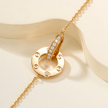 [OAKJURI Jewelry] LOVE DOUBLE RING FULL DIAMOND BRACELET