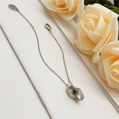 [OAKJURI Jewelry] LOVE DOUBLE RING HALF DIAMOND BRACELET