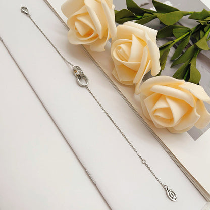 [OAKJURI Jewelry] LOVE DOUBLE RING HALF DIAMOND BRACELET