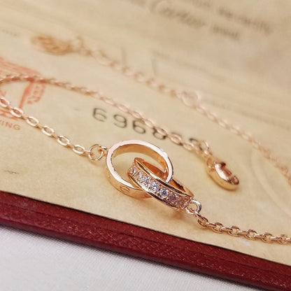 [OAKJURI Jewelry] LOVE DOUBLE RING HALF DIAMOND BRACELET
