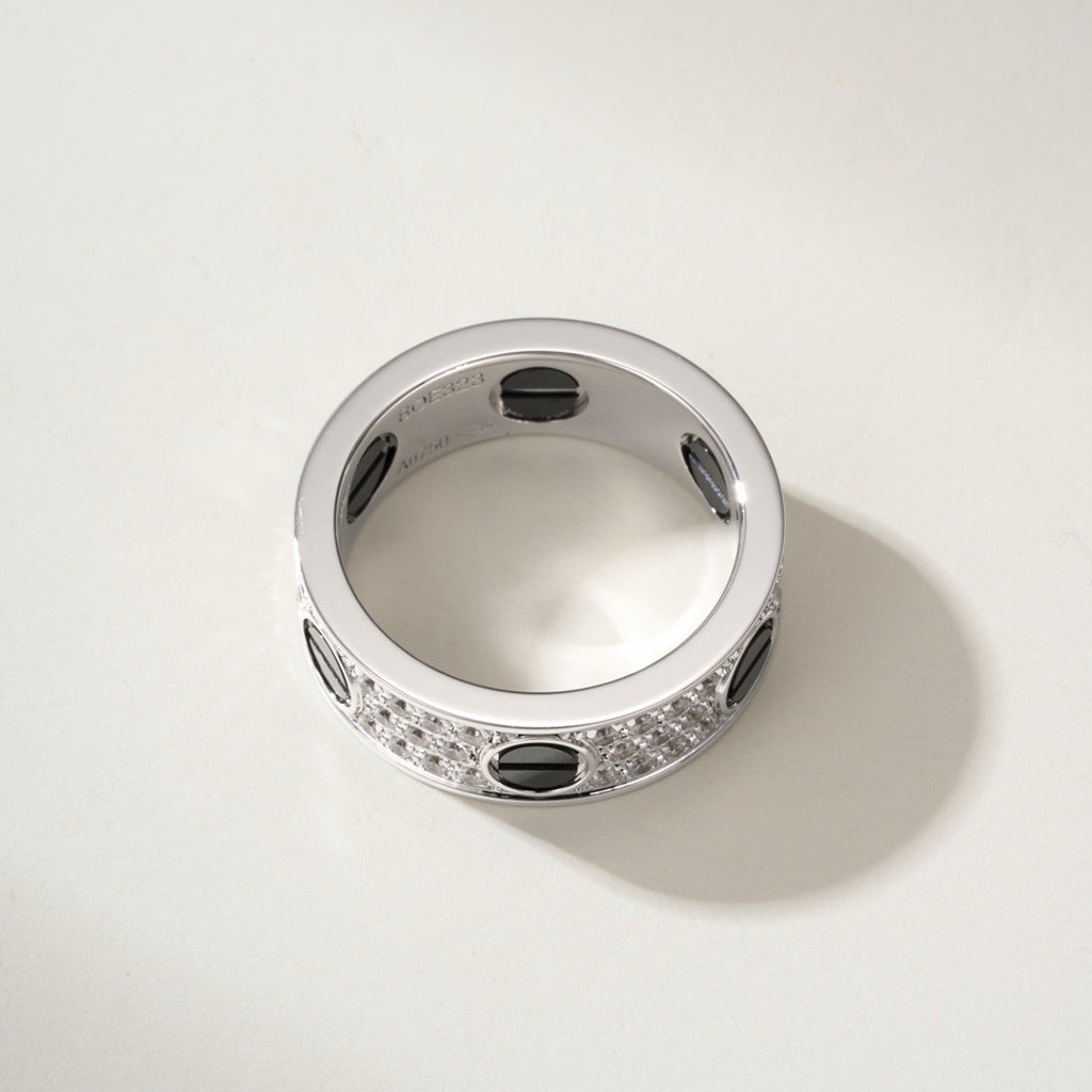 [OAKJURI Jewelry] LOVE RING 5.5MM DIAMONDS PAVED CERAMIC