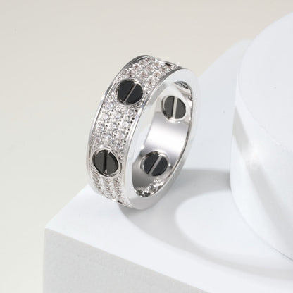 [OAKJURI Jewelry] LOVE RING 5.5MM DIAMONDS PAVED CERAMIC