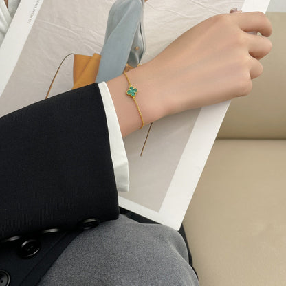 [OAKJURI Jewelry]CLOVER BRACELET MALACHITE 1 MOTIF