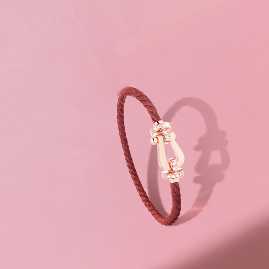 [OAKJURI Jewelry]FORCE 10 HALF DIAMOND PINK GOLD RED CORDERI LARGE AND MEDIUM MODEL