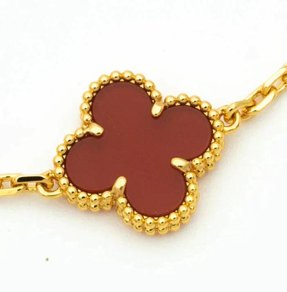 [OAKJURI Jewelry] CLOVER 5 MOTIF RED CORNELIAN BRACELET COLLECTION