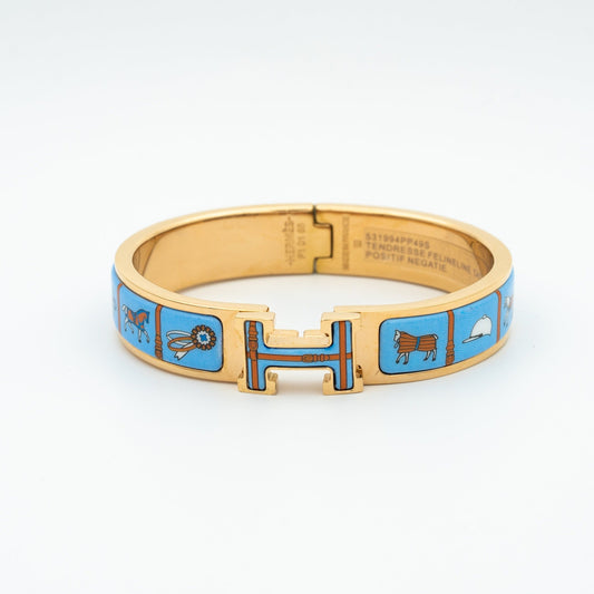 [OAKJURI Jewelry]H PINK GOLD BRACELET BLUE CERAMIC