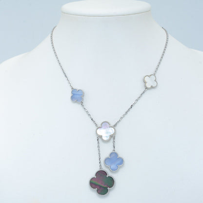 [OAKJURI Jewelry]CLOVER MOP CHALCEDONY NECKLACE SILVER 6 MOTIF