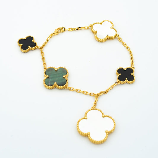 [OAKJURI Jewelry]CLOVER BRACELET 5 MOTIFS ONYX MOP
