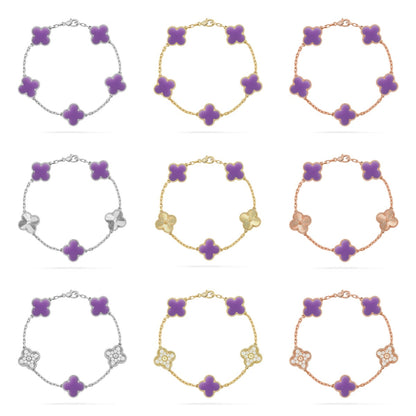 [OAKJURI Jewelry]CLOVER 5 MOTIF LIGHT PURPLE BRACELET COLLECTION