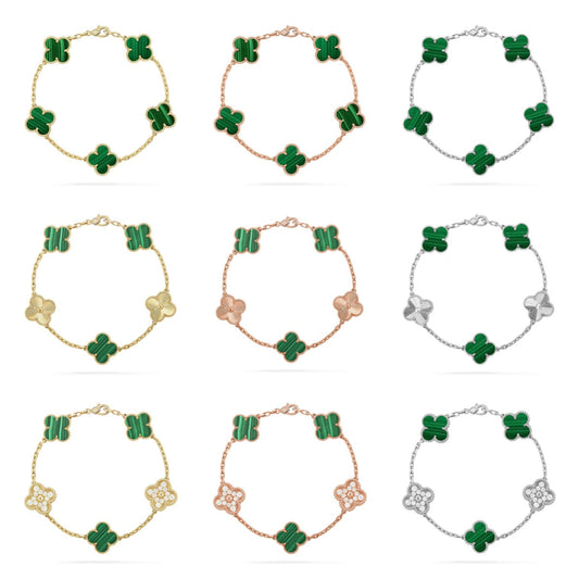 [OAKJURI Jewelry] CLOVER 5 MOTIF MALACHITE BRACELET COLLECTION
