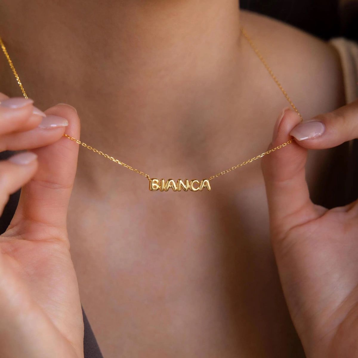 Tiny Bubble Name Necklace