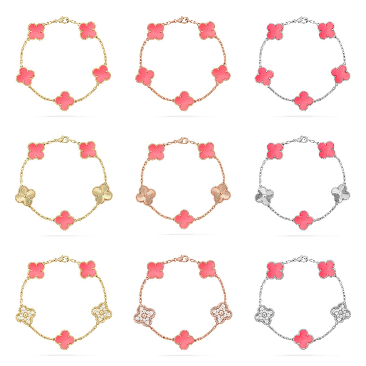 [OAKJURI Jewelry] CLOVER 5 MOTIFS  PINK MOP BRACELET COLLECTION