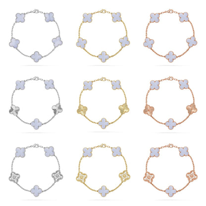 [OAKJURI Jewelry] CLOVER 5 MOTIF PURPLE CHALCEDONY BRACELET COLLECTION