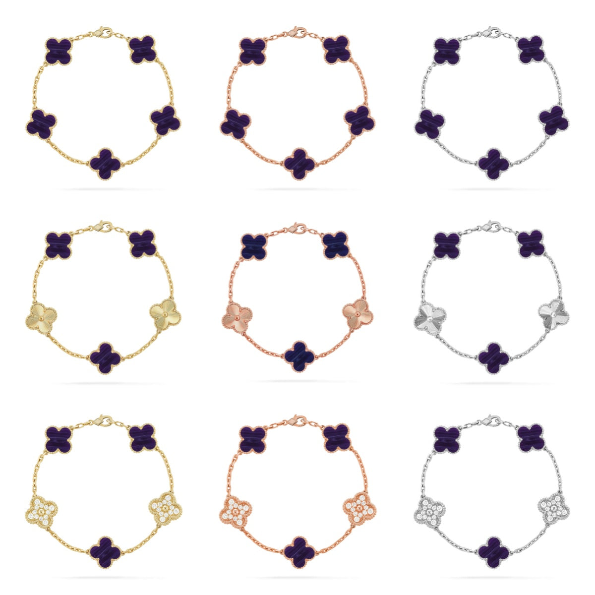 [OAKJURI Jewelry]CLOVER 5 MOTIF PURPLE STRIPES BRACELET COLLECTION
