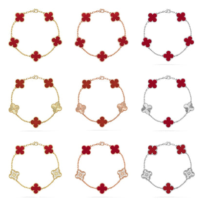 [OAKJURI Jewelry]CLOVER  5 MOTIFS CARNELIAN GOLD BRACELET