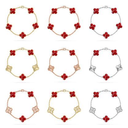 [OAKJURI Jewelry]CLOVER 5 MOTIF RED PATTERN BRACELET COLLECTION