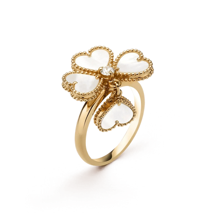 [OAKJURI Jewelry]SWEET CLOVER WHITE MOP RING