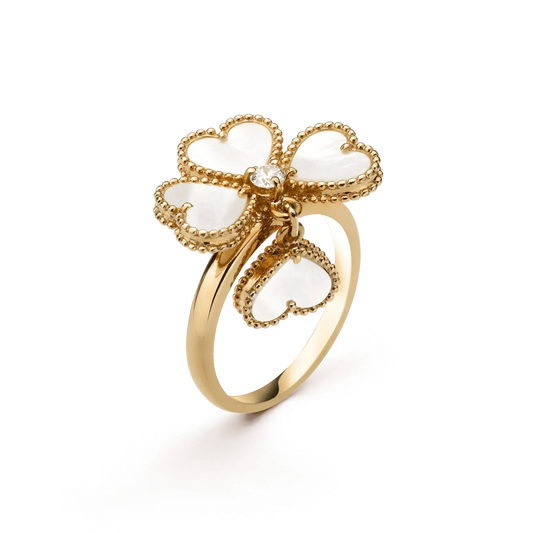 [OAKJURI Jewelry]SWEET CLOVER WHITE MOP RING