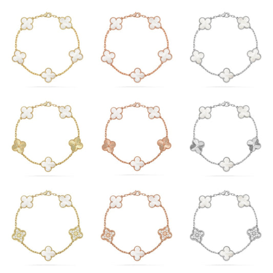 [OAKJURI Jewelry]CLOVER WHITE PEARL MOP 5 MOTIF BRACELET COLLECTION