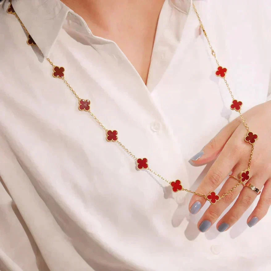 [OAKJURI Jewelry]CLOVER 20 MOTIFS CARNELIAN NECKLACE