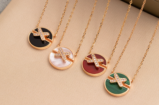 [OAKJURI Jewelry]JEUX DE PINK GOLD DIAMOND NECKLACE