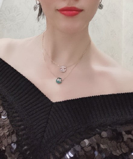 [OAKJURI Jewelry]JEUX DE PINK GOLD DIAMOND NECKLACE