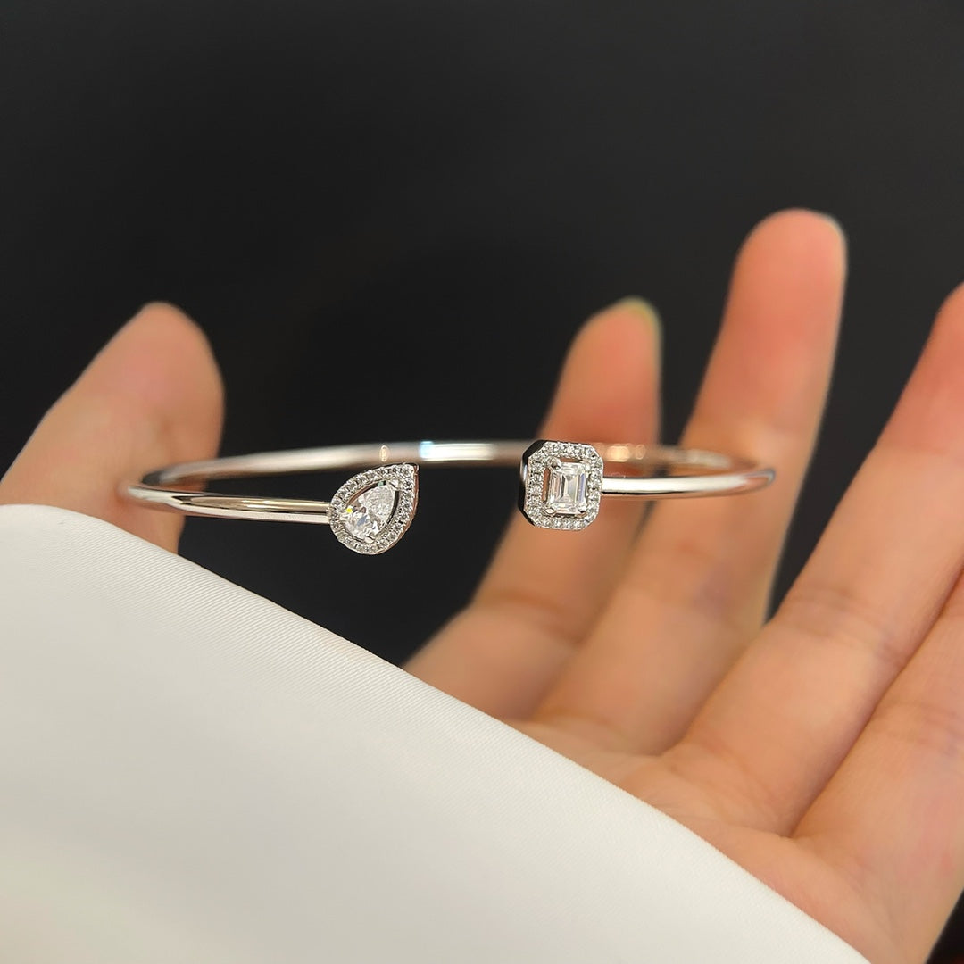 [OAKJURI Jewelry]JONC FLEX MY TWIN TOI & MOI SILVER DIAMOND BRACELET