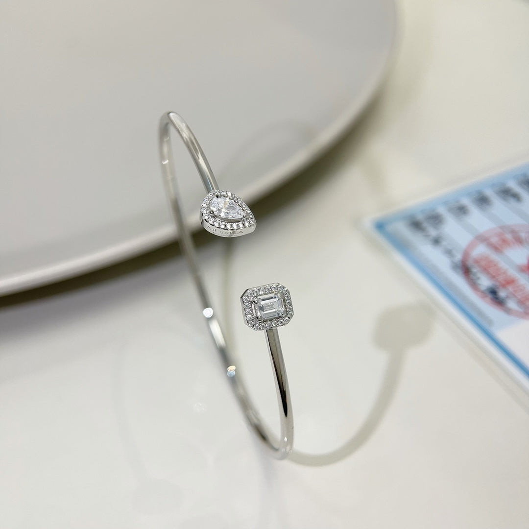 [OAKJURI Jewelry]JONC FLEX MY TWIN TOI & MOI SILVER DIAMOND BRACELET