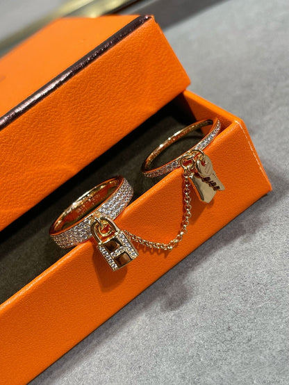 [OAKJURI Jewelry]HM KELLY CLOCHETTE DOUBLE RING IN  WITH DIAMONDS