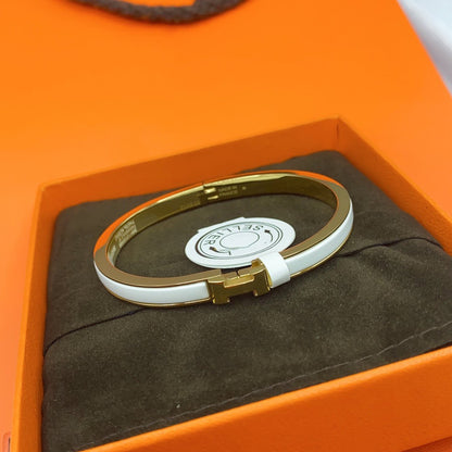 [OAKJURI Jewelry]CLASSIC HM CLIC WHITE 8MM ENAMEL BRACELET