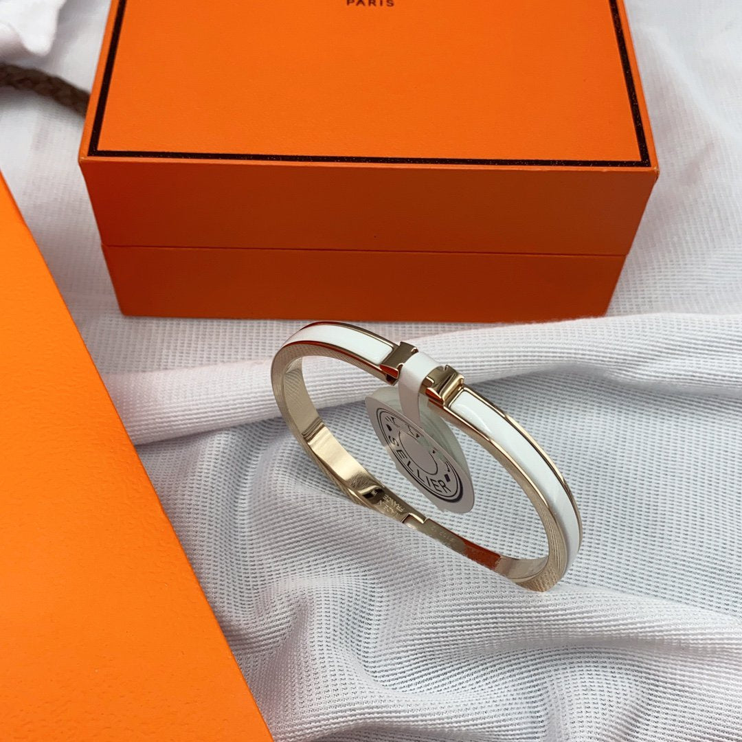 [OAKJURI Jewelry]CLASSIC HM CLIC WHITE 8MM ENAMEL BRACELET