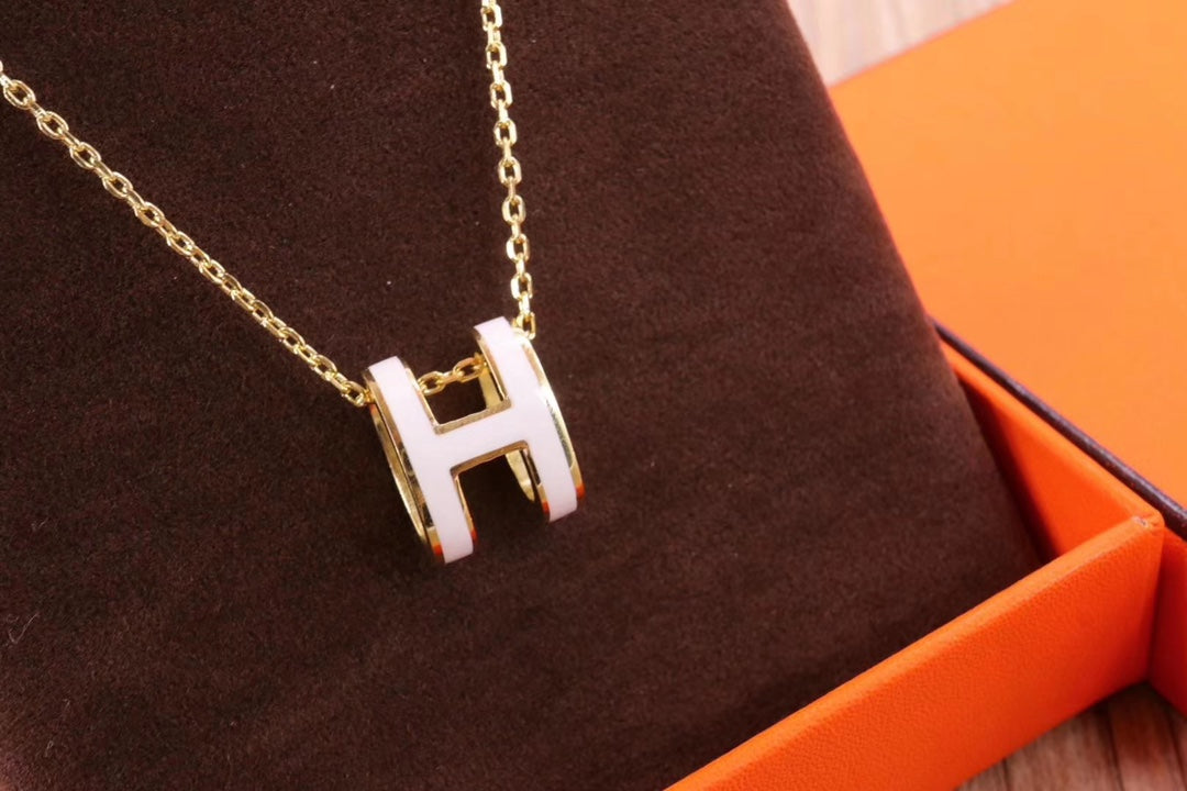 [OAKJURI Jewelry]HM CLIC YELLOW ENAMEL GOLD NECKLACE
