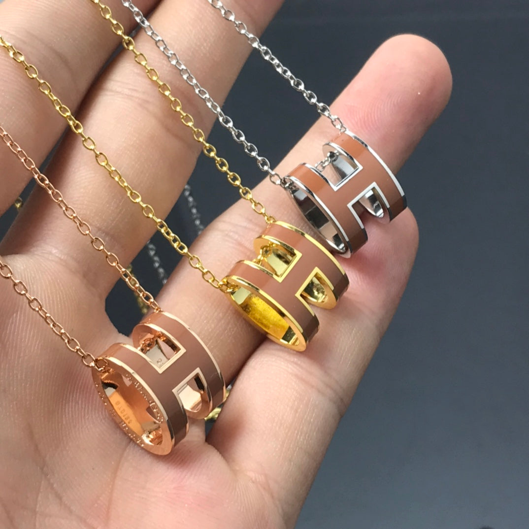 [OAKJURI Jewelry]H NECKLACE BROWN