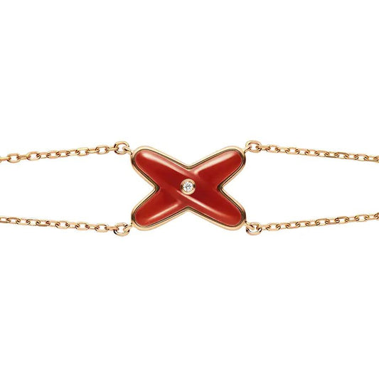[OAKJURI Jewelry]JEUX BRACELET CARNELIAN PINK GOLD 1 DIAMOND