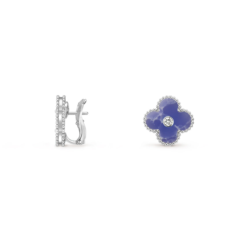 [OAKJURI Jewelry]CLOVER SILVER 15MM MOP DIAMOND EARRINGS COLLECTION
