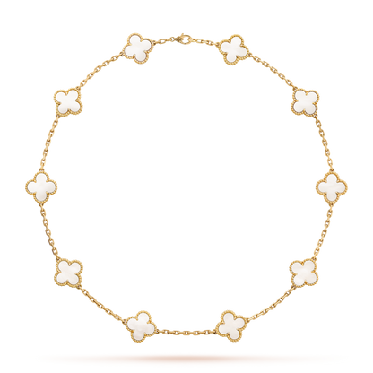 [OAKJURI Jewelry]CLOVER 10 MOTIFS WHITE MOTHER OF PEARL NECKLACE