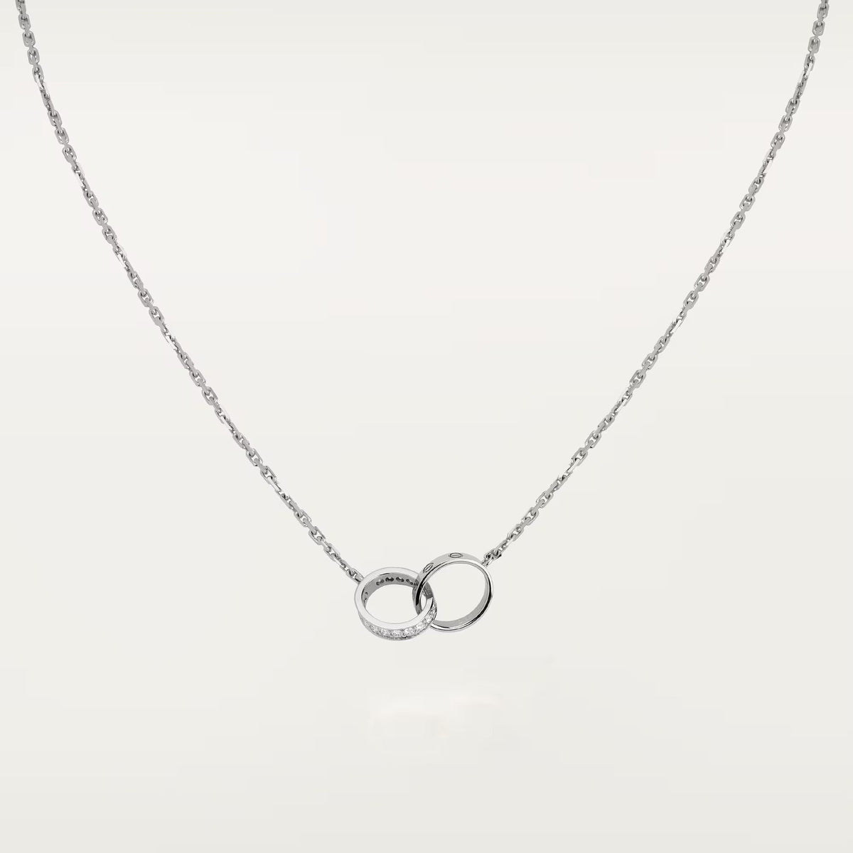 [OAKJURI Jewelry] LOVE DOUBLE RING HALF DIAMOND NECKLACE