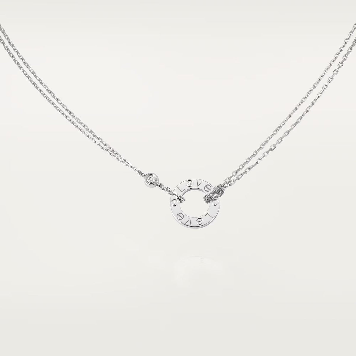 [OAKJURI Jewelry] LOVE NECKLACE 16MM 2 DIAMONDS