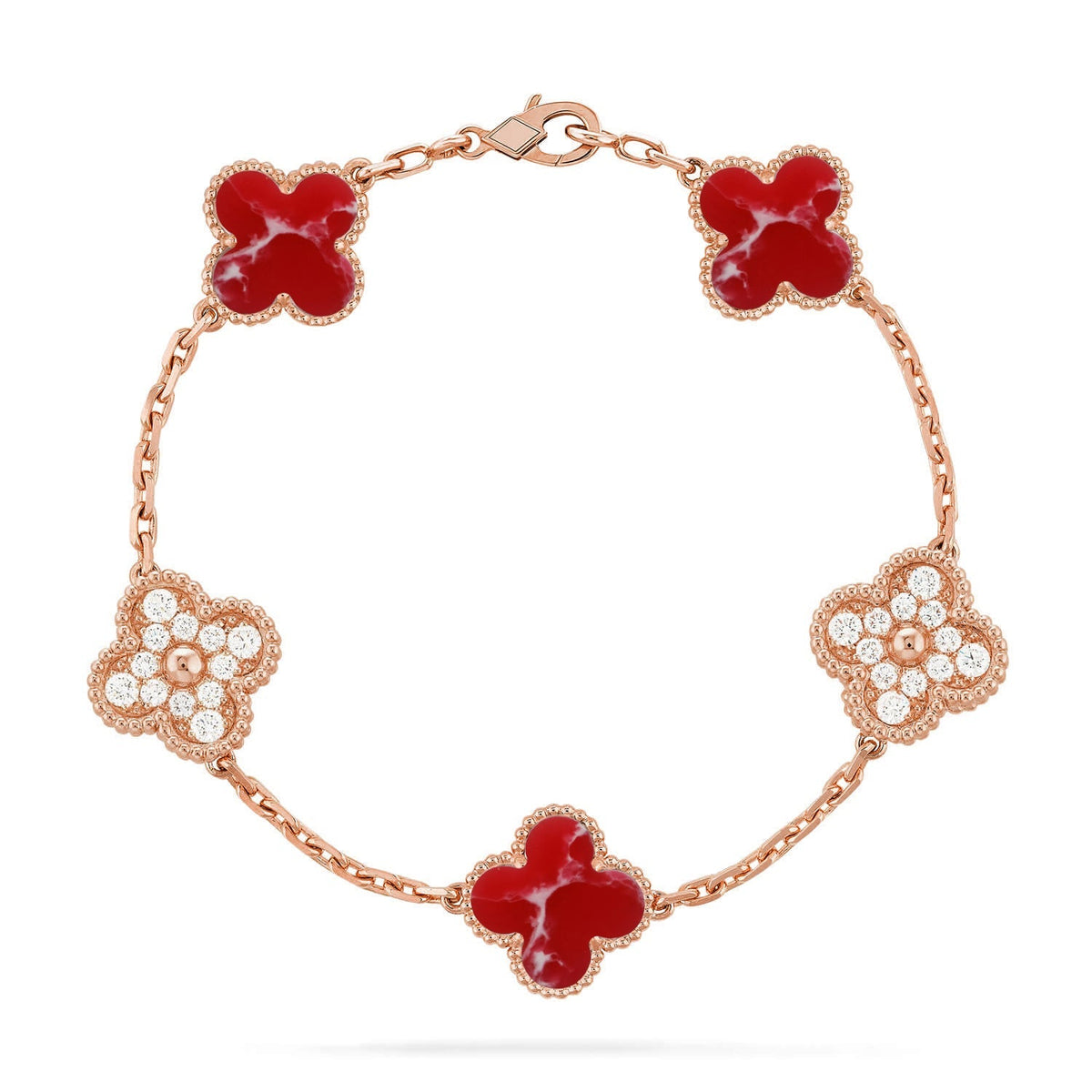 [OAKJURI Jewelry]CLOVER 5 MOTIF RED PATTERN BRACELET COLLECTION