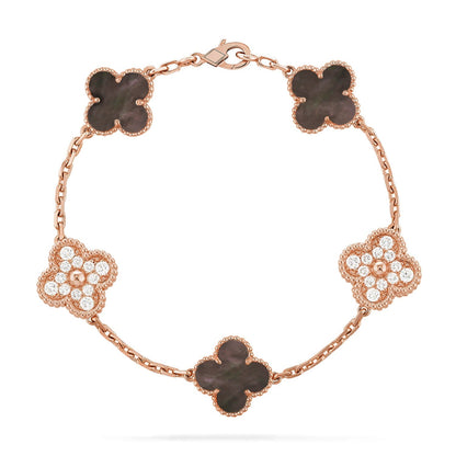 [OAKJURI Jewelry] CLOVER 5 MOTIF GRAY MOP BRACELET COLLECTION