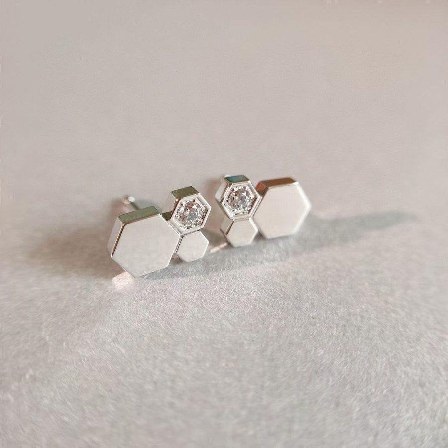 [OAKJURI Jewelry]BEE LOVE SILVER DIAMOND EARRINGS