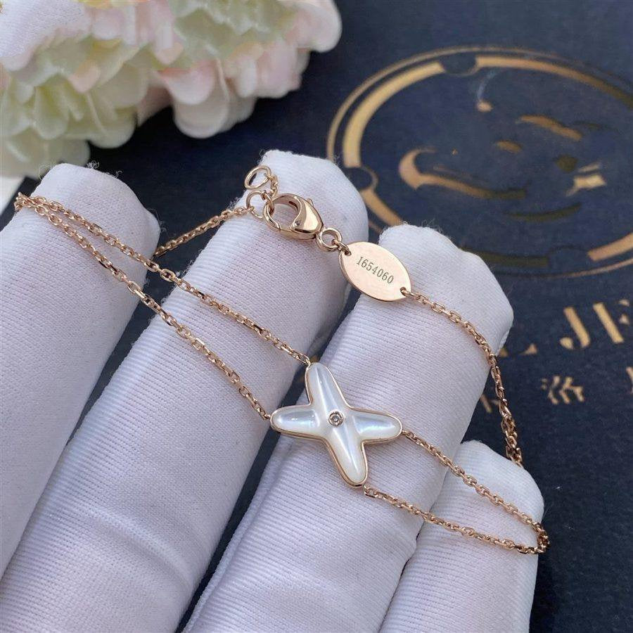 [OAKJURI Jewelry]JEUX BRACELET WHITE MOP PINK GOLD 1 DIAMOND