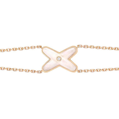 [OAKJURI Jewelry]JEUX BRACELET WHITE MOP PINK GOLD 1 DIAMOND