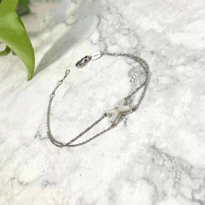 [OAKJURI Jewelry]JEUX BRACELET WHITE MOP SILVER 1 DIAMOND