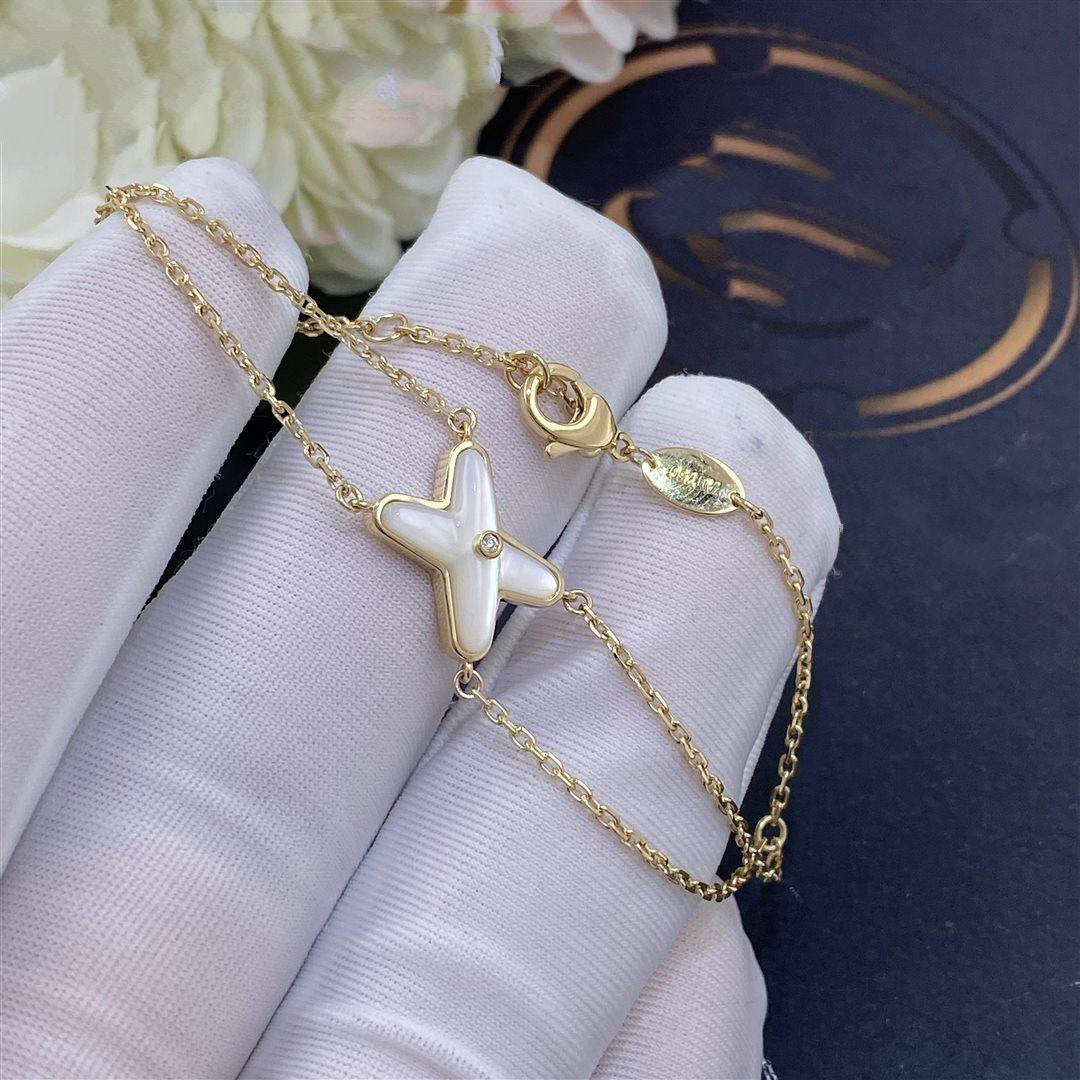 [OAKJURI Jewelry]JEUX BRACELET WHITE MOP GOLD 1 DIAMOND