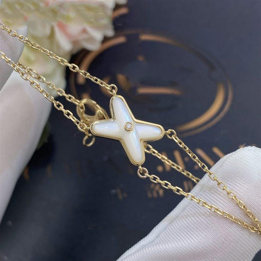 [OAKJURI Jewelry]JEUX BRACELET WHITE MOP GOLD 1 DIAMOND